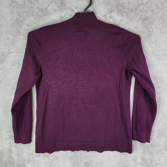 Womens Burgundy Calvin Klein Sweater Mock Neck Long Sleeve Button Detail Size L - Picture 10 of 13